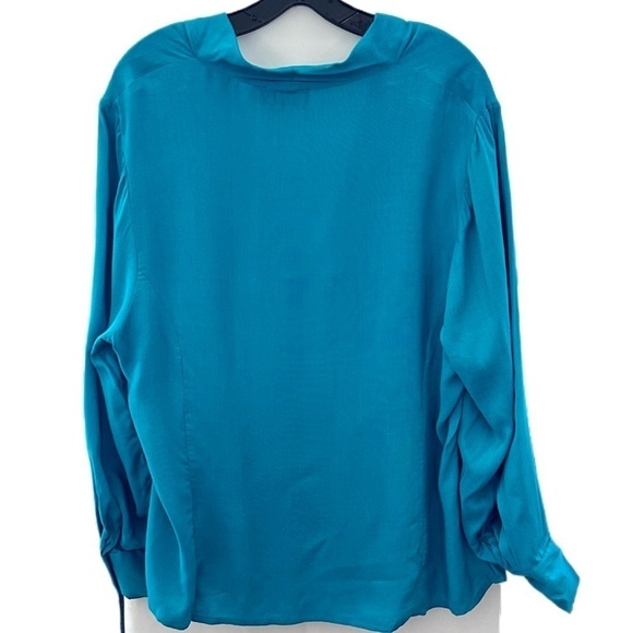 Igigi Tierney Blouse Plus Size 20 Jade Green Cuffs Sleeves Button-Up Ruching NEW - Picture 4 of 11